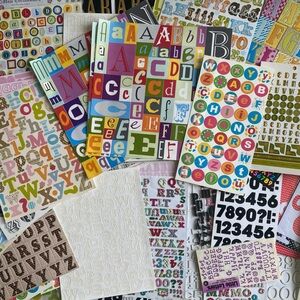 Huge Lot Alphabet ABC & No. Sticker Sheets 100+ Craft Room De-Stash 5+ pounds